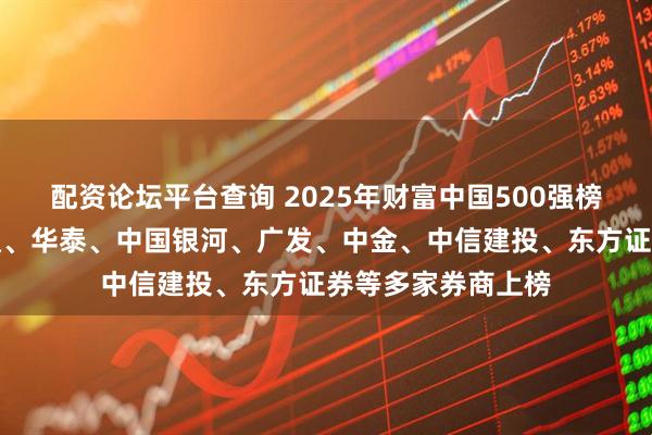 配资论坛平台查询 2025年财富中国500强榜单揭晓：国泰海通、华泰、中国银河、广发、中金、中信建投、东方证券等多家券商上榜